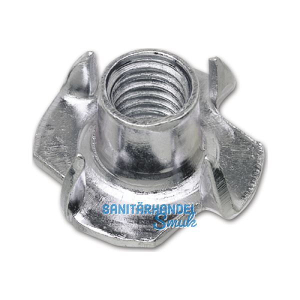 Einschlagmutter M 4x 8 verzinkt mit 4 Einschlagspitzen