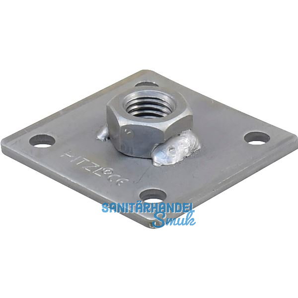 PITZL 5-Lochplatte 80x80x5 mit Mutter M20 verschwei�t ZiNiP beschichtet
