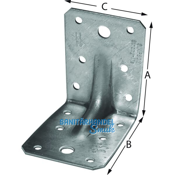 SIMPSON Winkelverbinder ABR 90x90x65mm mit Rippe feuerverzinkt