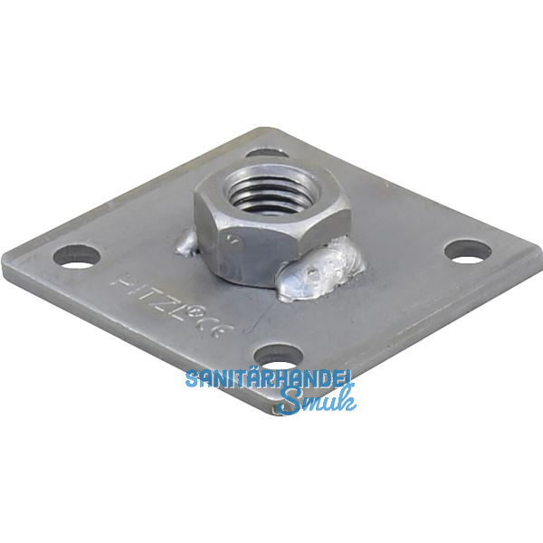 PITZL 5-Lochplatte 100x100x6 mit Mutter M20 verschwei�t ZiNiP beschichtet