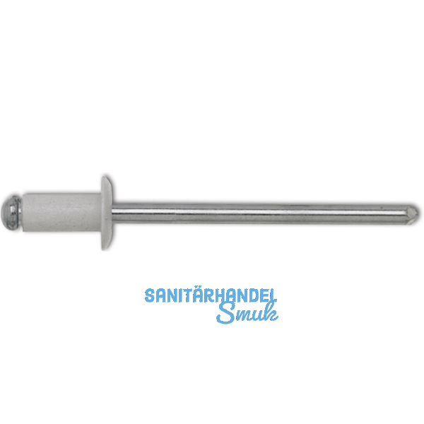 ISO15977 Blindniete Flachrundkopf 4.0x12 Aluminium mit Stahldorn RAL9010 wei�