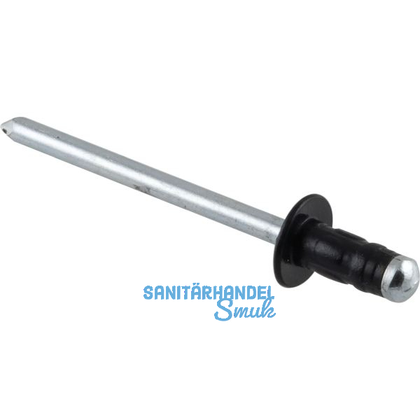 ISO15977 Blindniete Flachrundkopf 4.0x12 Aluminium mit Stahldorn RAL9005 schwarz