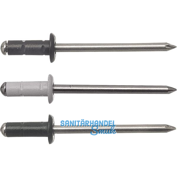 Mehrbereichsniete FRK 3.2x 8 Aluminium mit Edelstahldorn RAL9002 prefaweiss