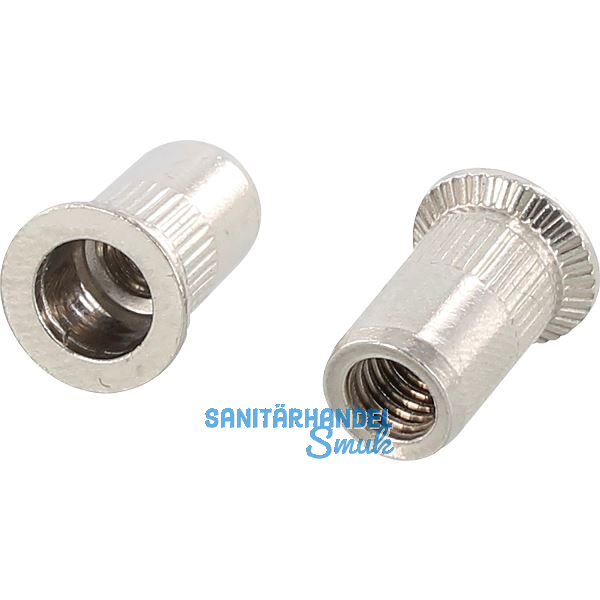 Blindnietmutter Senkkopf ger�ndelt Rundschaft offen M12x24.0 Edelstahl