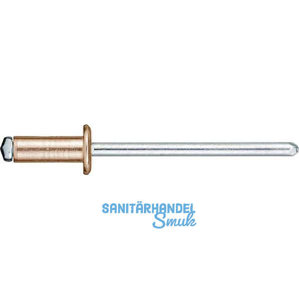 Spenglerniete ISO16582 Flachrundkopf 4.0x 8 Kupfer mit Stahldorn