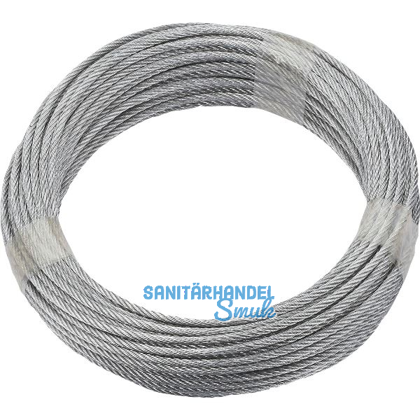 D�RNER + HELMER Ruck-Zuck Stahlseil 3mm, 6x7 + 1 FE verz. Ring 20m
