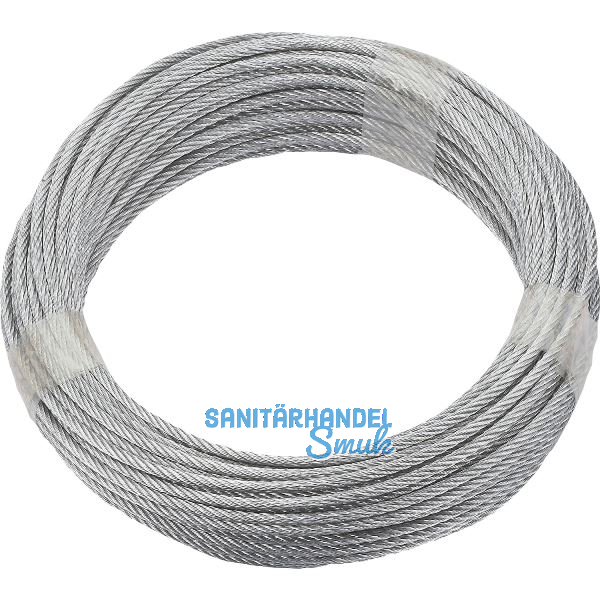 D�RNER + HELMER Ruck-Zuck Edelstahlseil 4mm, 7x7 Litzen, Ring 20m