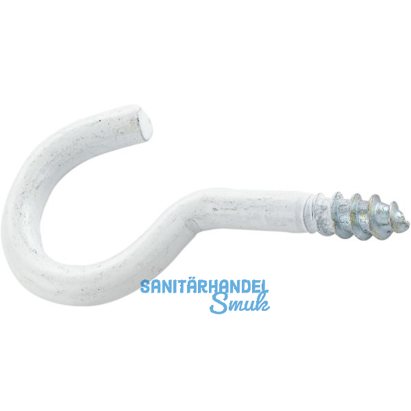 Schraubhaken mit Holzgewinde gebogen 4,3x50 wei�-beschichtet