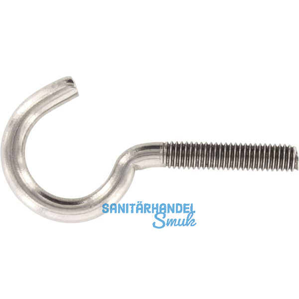 Schraubhaken mit metrischem Gewinde gebogen M 5x50 Edelstahl A2