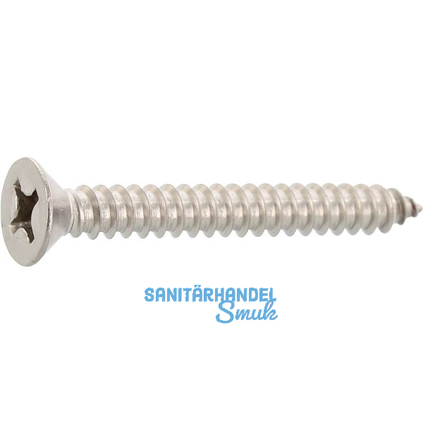 DIN7982C 6.3x 22 Phillips-KS Edelstahl A4 Senkkopf-Blechschraube ~ISO 7050