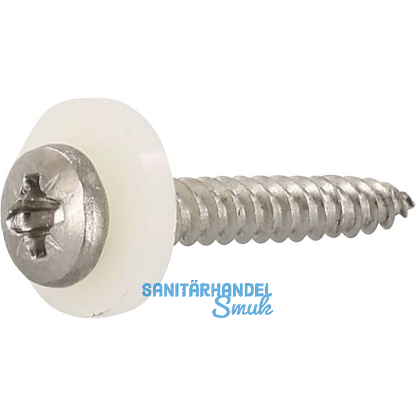 Fensterbankschraube 3.9x22 Pozidriv Kreuzschlitz Edelstahl A2 mit Polyamid-Sch.