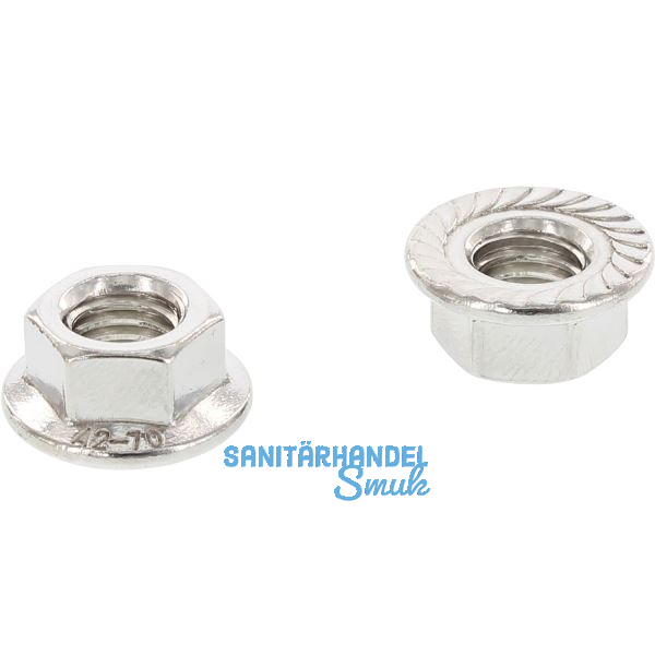 DIN6923 M 8 Edelstahl A4 Sechskant-Sperrzahnmutter mit Flansch