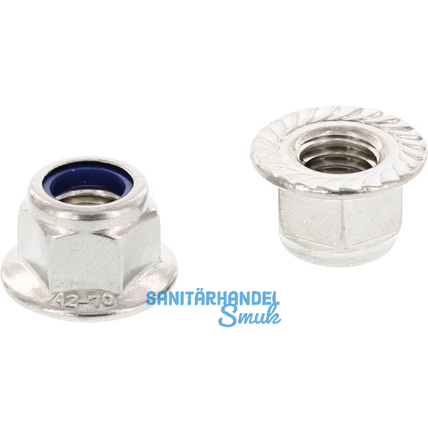 DIN6926 M 5 Edelstahl A2 Sechskant-Sperrzahnmutter m Flansch und Polyamideinlage