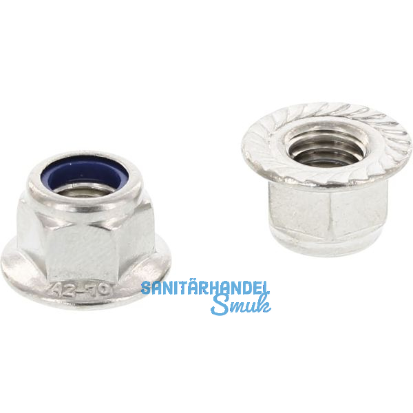 DIN6926 M12 Edelstahl A2 Sechskant-Sperrzahnmutter m Flansch und Polyamideinlage