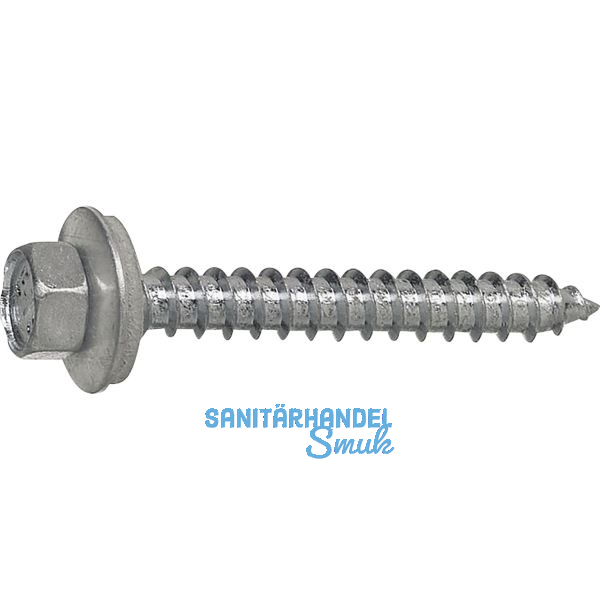 Fassadenbauschraube spitz 6.5x 64 verzinkt mit Neoprendichtscheibe � 16 mm