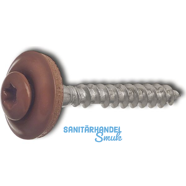 Spenglerschraube 4.5x 25 TX20 Edelstahl A2 Kopf beschichtet RAL8004 kupferbraun