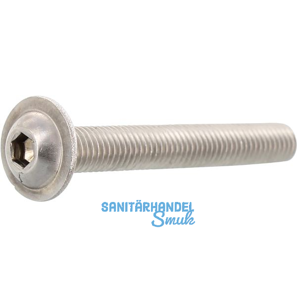 ISO7380-2 M 8x 10 Edelstahl A2-070 Linsenschraube mit Flansch und ISK