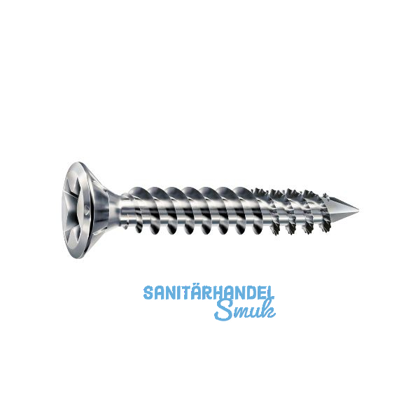 SPAX-FEX CUT Beschlagschraube 4.0x28 PH 2 Kopf 7 mm Stahl silber PVC-Holzprofile