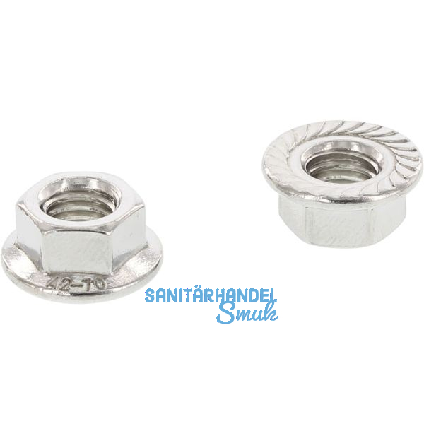 DIN6923 M 6 Edelstahl A2 Sechskant-Sperrzahnmutter mit Flansch
