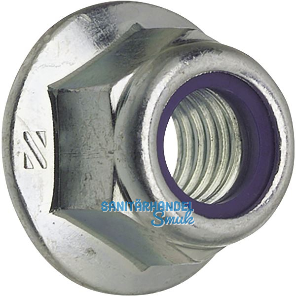 DIN6926/ 8 M10 verzinkt Sechskantmutter mit Flansch und Polyamideinlage