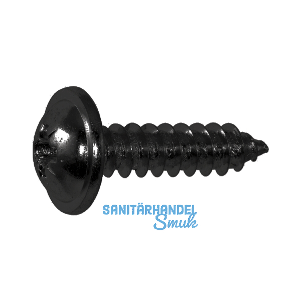 DIN968C 4.2x 25 Phillips Kreuzschlitz verzinkt schwarz Blechschraube mit Bund