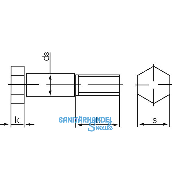 DIN609 M20x 60 blank Sechskant-Pa�schraube mit langem Gewindezapfen