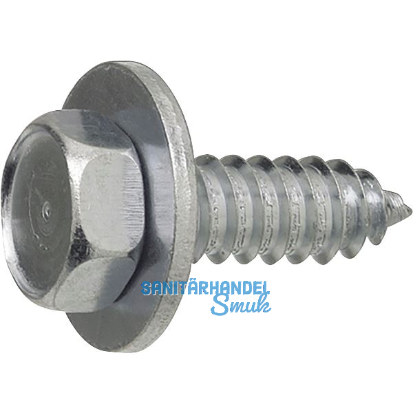 DIN6901 6.3x16 verzinkt Kombi-Sechskantblechschraube (~ISO1479) mit U-Scheibe
