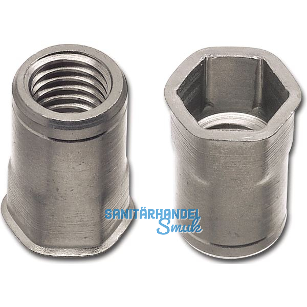 Blindnietmutter kleiner Senkkopf mit Sechskantschaft offen M 4x10,5 A2