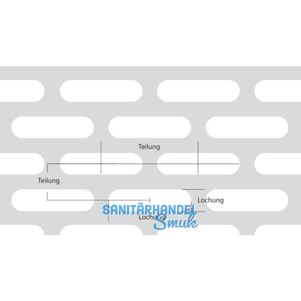Aluminium-Lochblech Al99,5 (EN AW - 1050) H14 2000/1000/2 mm Lvl: 5-20 x 9-24mm