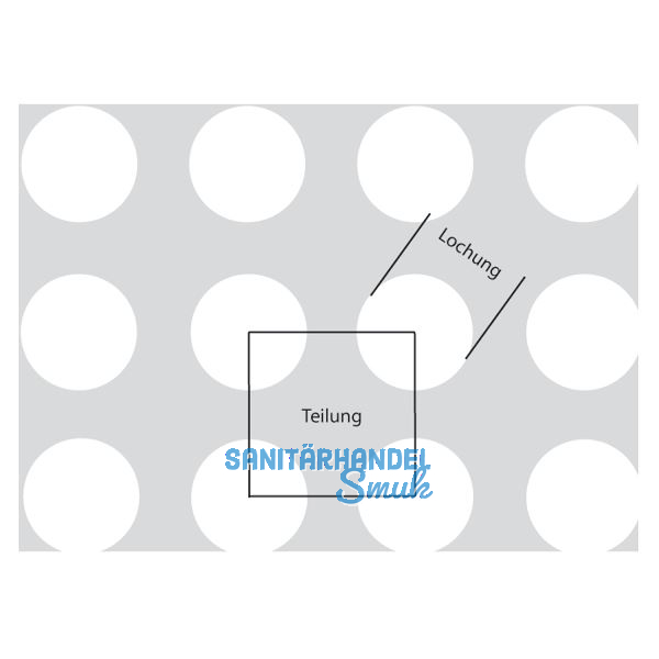 Aluminium-Lochblech Al99,5 (EN AW - 1050) H14 2000/1000/1,5 mm RG: 4,5-15 mm