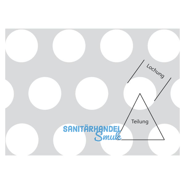 Aluminium-Lochblech Al99,5 (EN AW - 1050) H14 2000/1000/2 mm RV: 8-12 mm