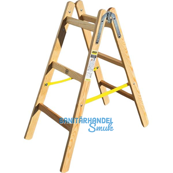 JUST Holz Stehleiter Sprossen=3 L�nge=1,06 m mit Gurt