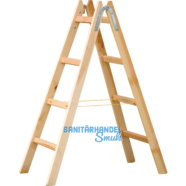 JUST Holz Stehleiter Sprossen=4 L�nge=1,36 m mit Gurt