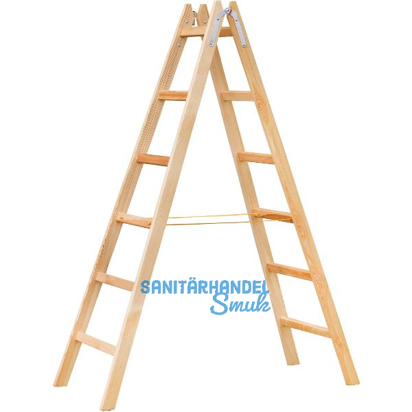 JUST Holz Stehleiter Sprossen=6 L�nge=1,96 m mit Gurt