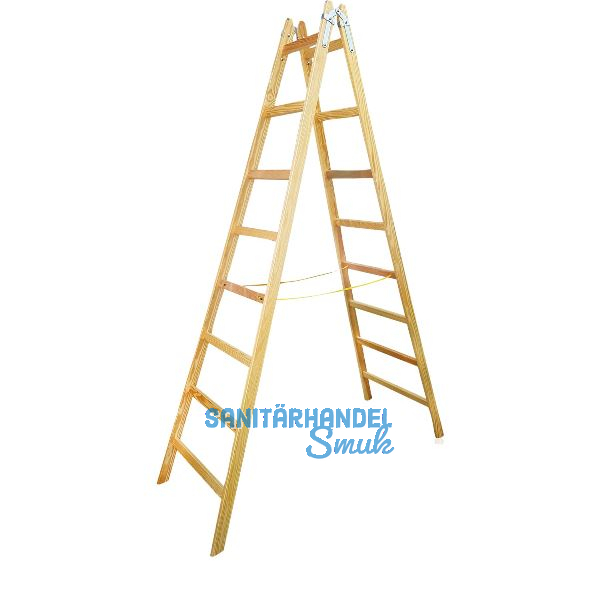 JUST Holz Stehleiter Sprossen=8 L�nge=2,40 m mit Gurt