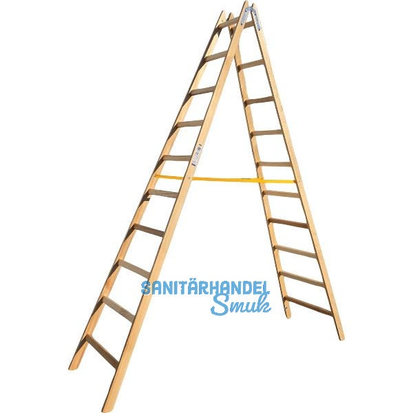 JUST Holz Stehleiter Sprossen=10 L�nge=3,16 m mit Gurt