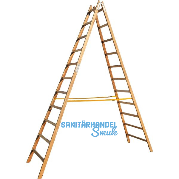JUST Holz Stehleiter Sprossen=11 L�nge=3,46 m mit Gurt
