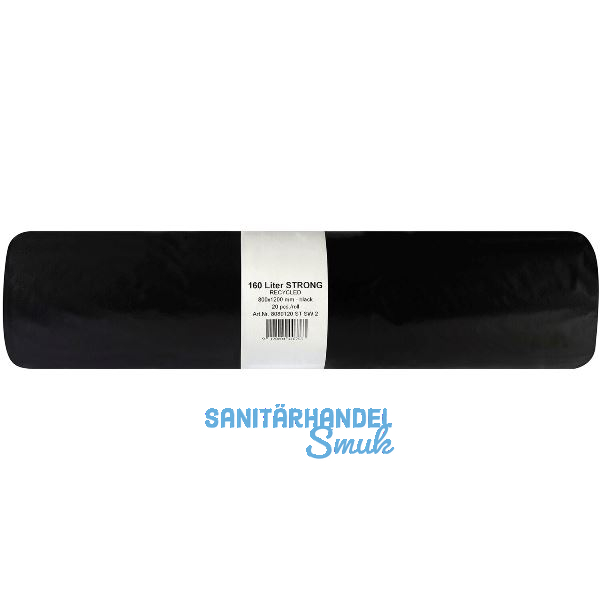 M�lls�cke Polyethylen 160 Liter, 50 my 800 x 1200 mm ohne Zugband schwarz