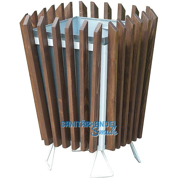Abfallbeh�lter eckig Holz mit Blecheinlage 45 Liter