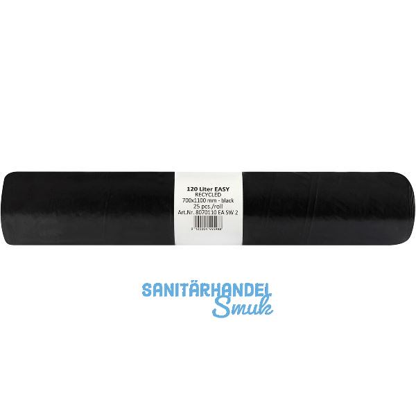 M�lls�cke Polyethylen 120 Liter, 30 my 700 x 1100 mm ohne Zugband schwarz