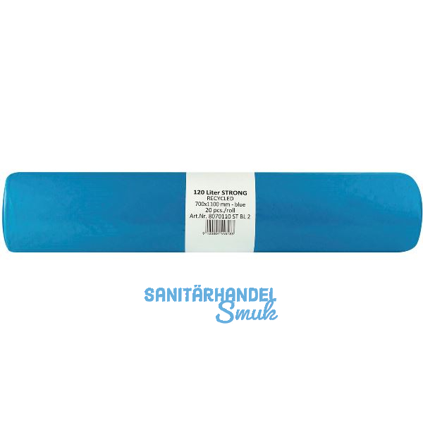 M�lls�cke Polyethylen 120 Liter, 45 my 700 x 1100 mm ohne Zugband blau