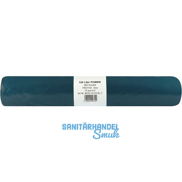 M�lls�cke Polyethylen 120 Liter, 60 my 700 x 1100 mm ohne Zugband blau