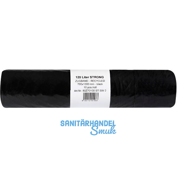 M�lls�cke Polyethylen 120 Liter, 45 my 700 x 1000 mm ohne Zugband schwarz