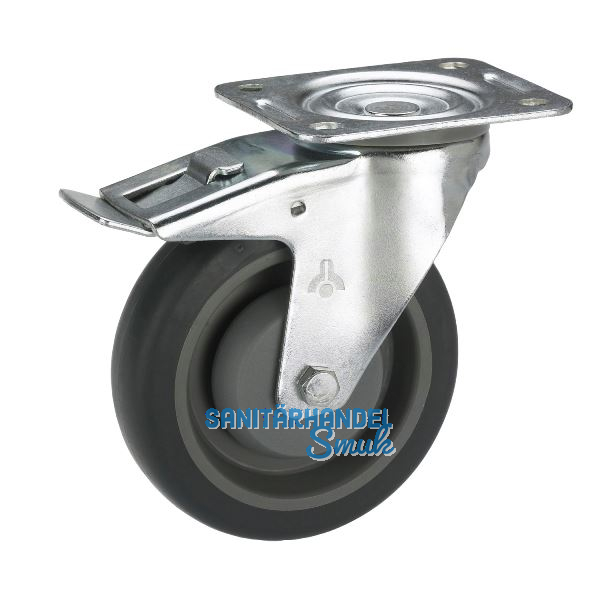 D�RNER + HELMER Lenkrolle TPE Kunststoff-Felge 80 mm 140 kg Feststeller