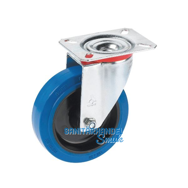 D�RNER + HELMER Lenkrolle Elastik blau Platte 125 mm 200 kg