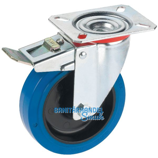 D�RNER + HELMER Lenkrolle Elastik blau Platte 100 mm 150 kg Feststeller