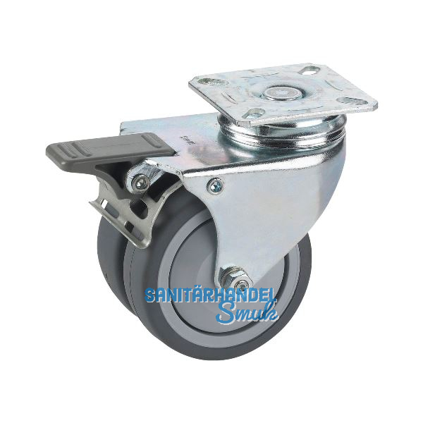 D�RNER + HELMER Doppel-Lenkrolle TPE 75 mm 100 kg