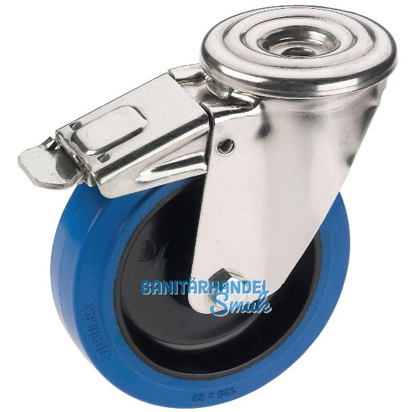 D�RNER + HELMER Lenkrolle Elastik blau R�ckenloch 160 mm 300 kg Feststeller