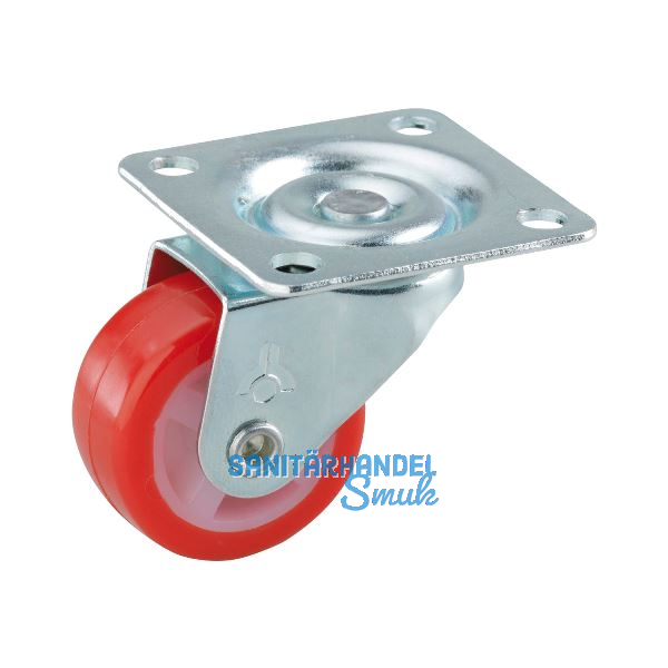 D�RNER + HELMER Lenkrolle Polyurethan rot Kunststoff-Felge 30 mm 20 kg