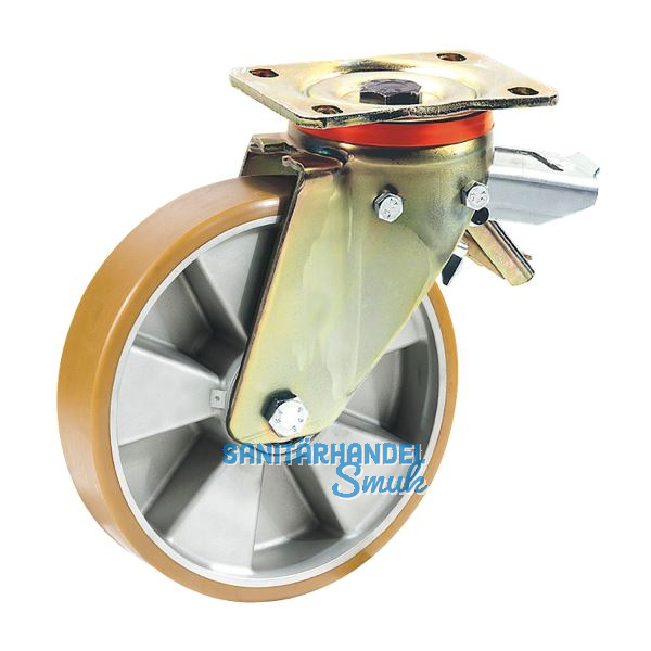 D�RNER + HELMER Lenkrolle Polyurethan Alu-Guss-Felge 125 mm 350 kg Feststeller